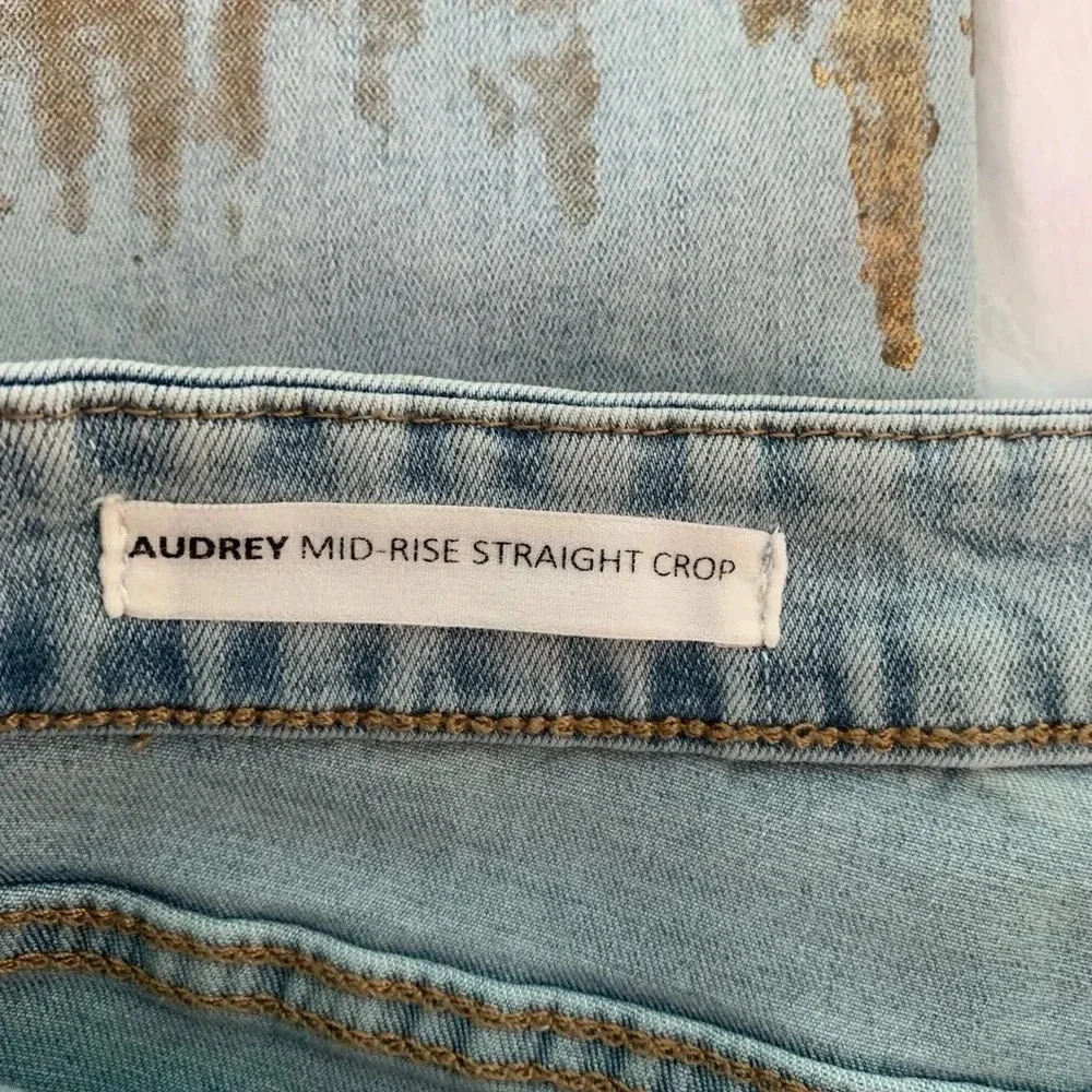 Tribal Audrey Mid Rise Straight Crop Gold Dipped Pull On Jeans Size 4 - Picture 11 of 14